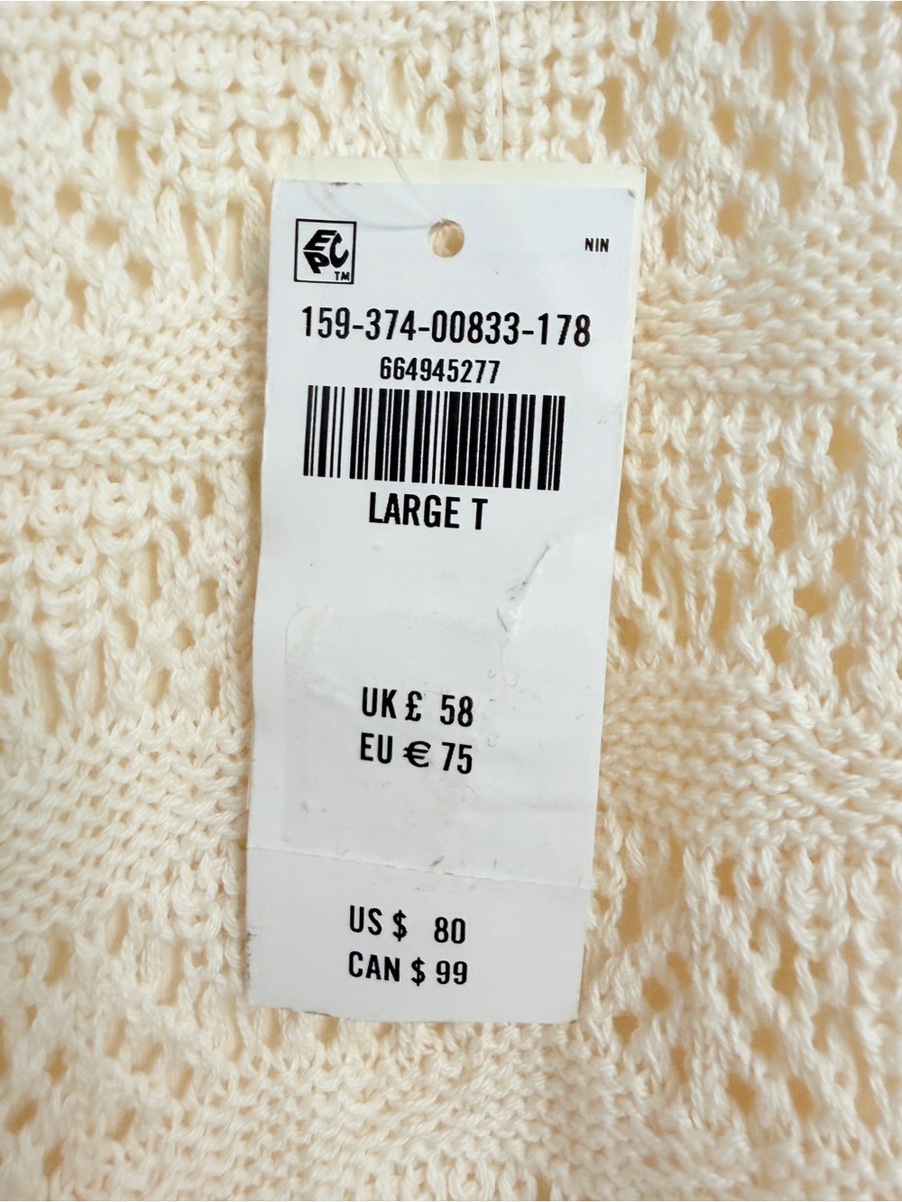 NWT Abercrombie & Fitch Crochet Lace Knit Long-Sleeve Midi Dress Cream Sz LT - Picture 9 of 11